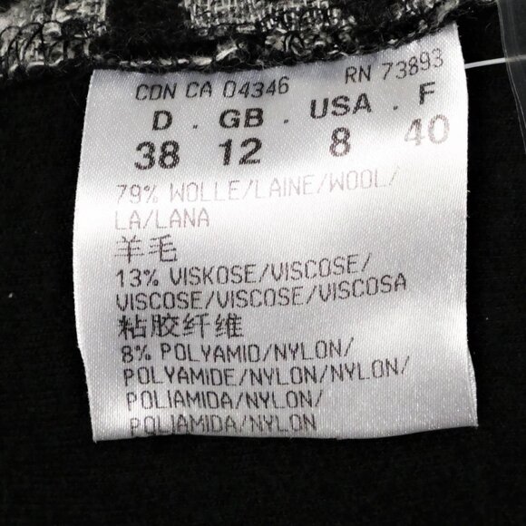 Hauber Black and white floral front wool Blend Knit Blazer Size 8 - Picture 12 of 13